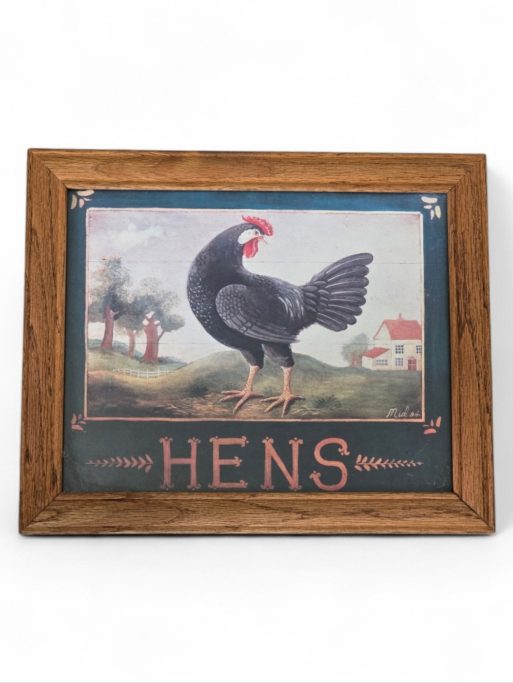 Vintage Farmhouse Chicken Wall Art Framed Hens Print Primitive Rustic Country - Picture 3 of 3